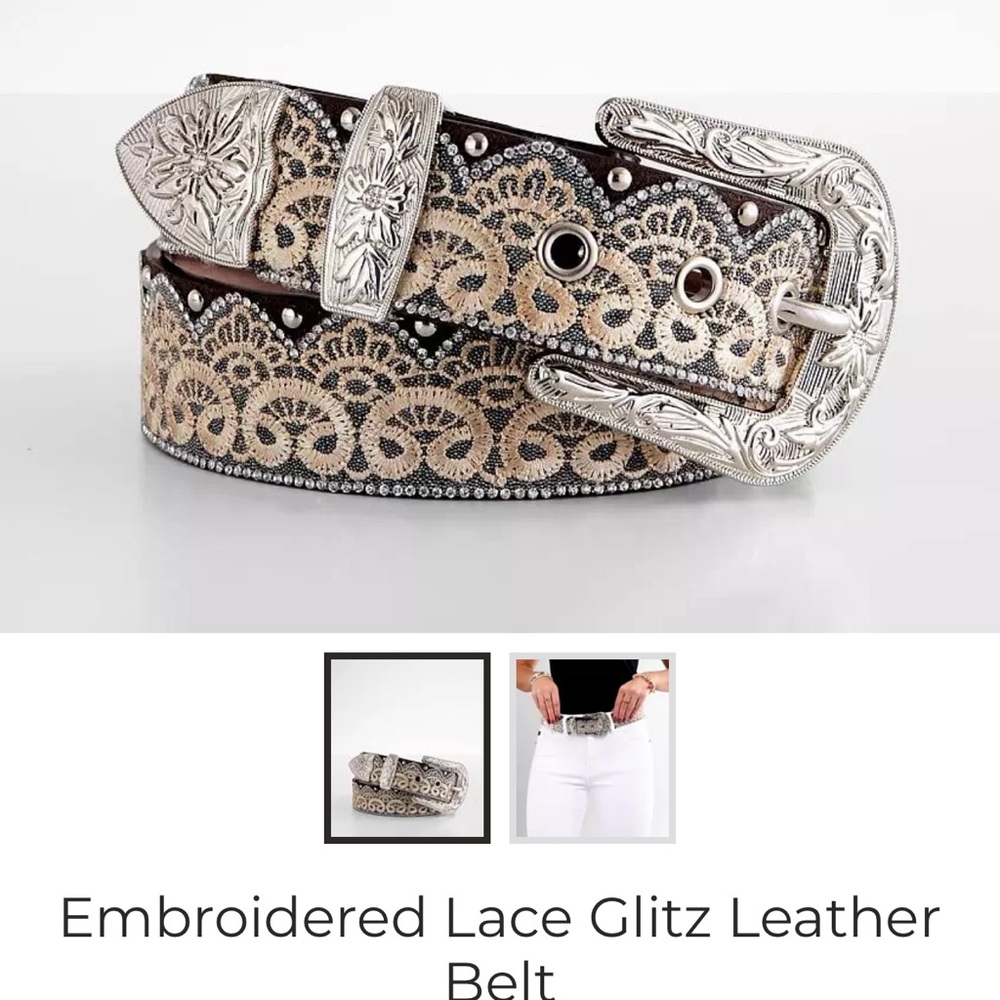 Buckle Silver and Brown Embroidered Belt